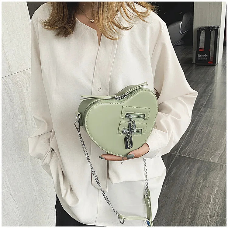 Gothic Heart Blade Zipper Chain Crossbody Bags for Women Girl Casual Shoulder Purses Handbags Techwear Summer Wallet Goth