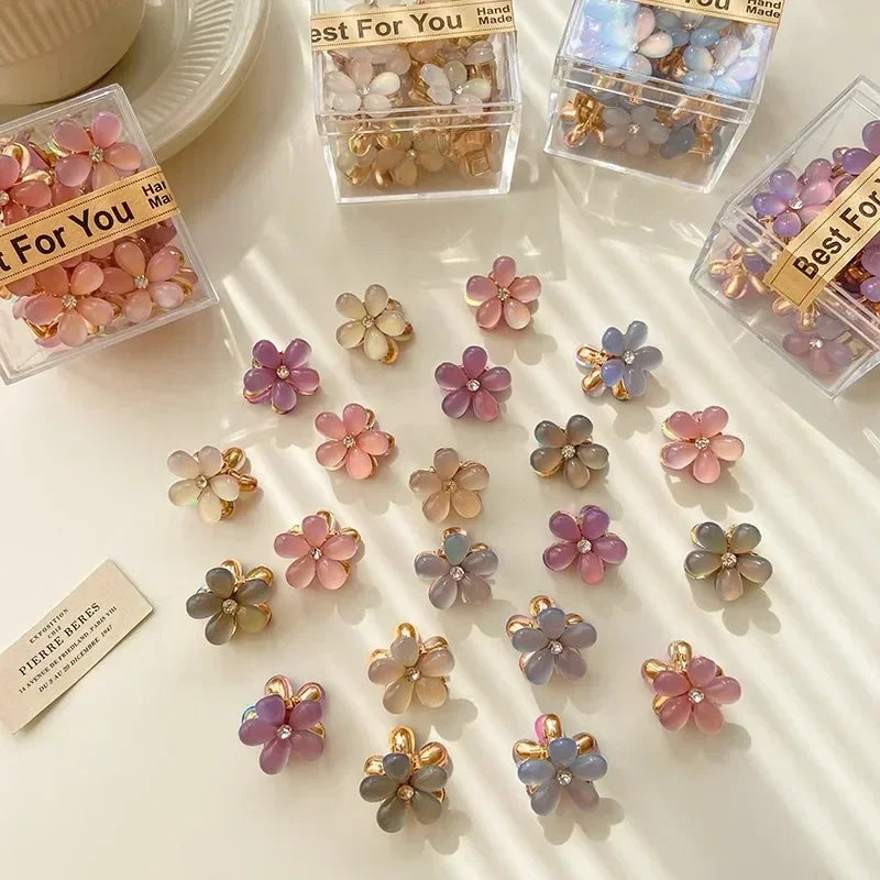 1/10pcs Cute Mini Flower Hairclip Claws Women Girls Colorful Opal Hairpins Sweet Small Barrettes Accessories