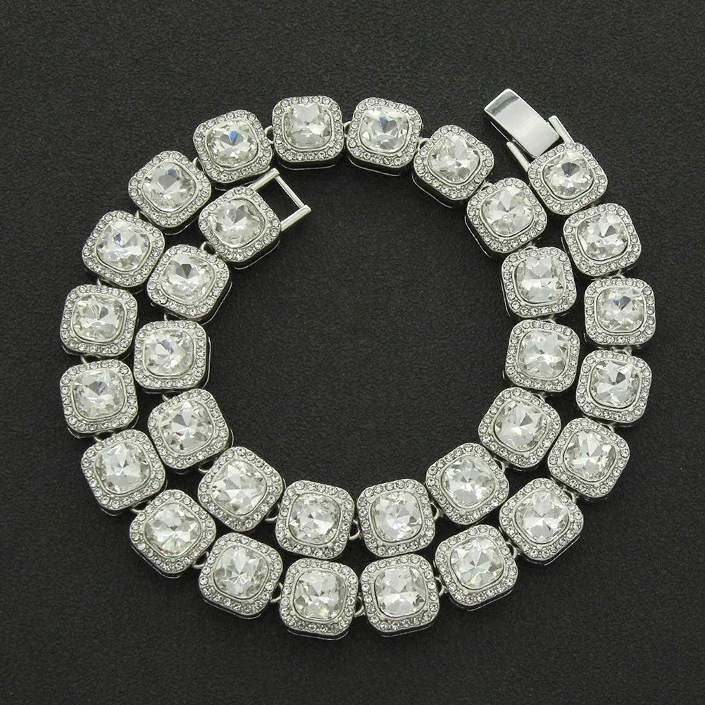 HNSP 12MM Tennis Chain Necklace Bracelet For Men Women Neck Hip Hop Jewelry Accessories