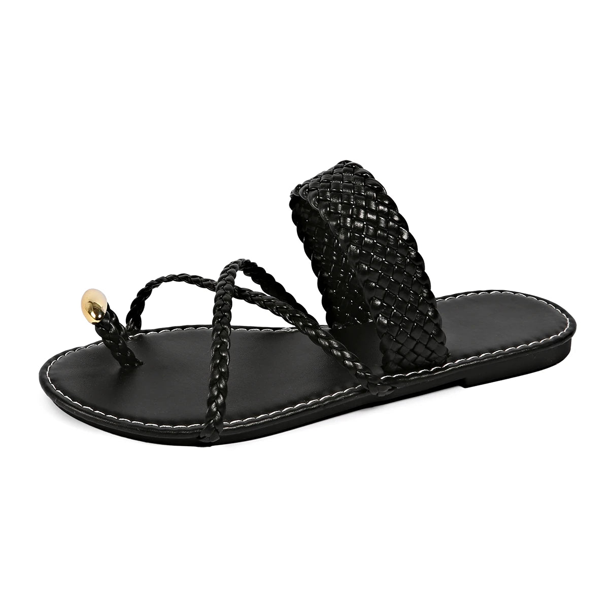 Fashion Gold Clip Toe Sandals Women 2025 Summer Flat Heels Beach Flip Flops Woman Plus Size 43 Lightweight Outdoor Slippers