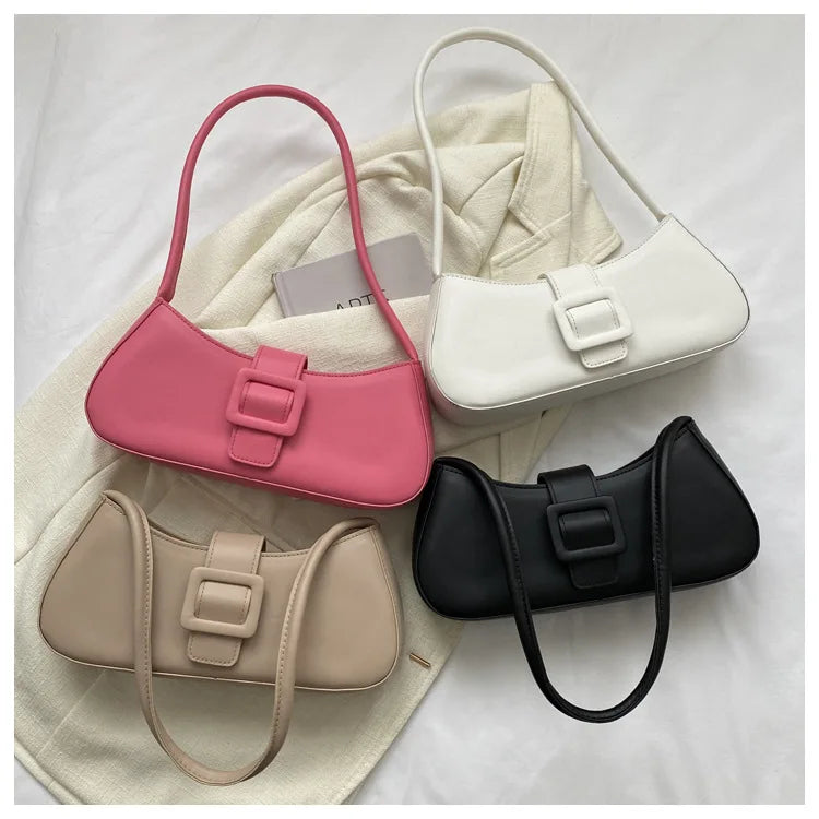 Fashion Solid Women's Shoulder Bag Artificial Leather Square Underarm Bags Ladies Handbags For Daily Used and Gift