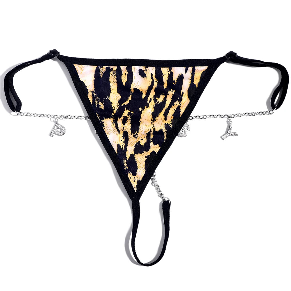 Customize Name Crystal Letters Waist Body Chain for Women Sexy Leopard Underwear Thong Body Jewelry Valentine's Day Gift