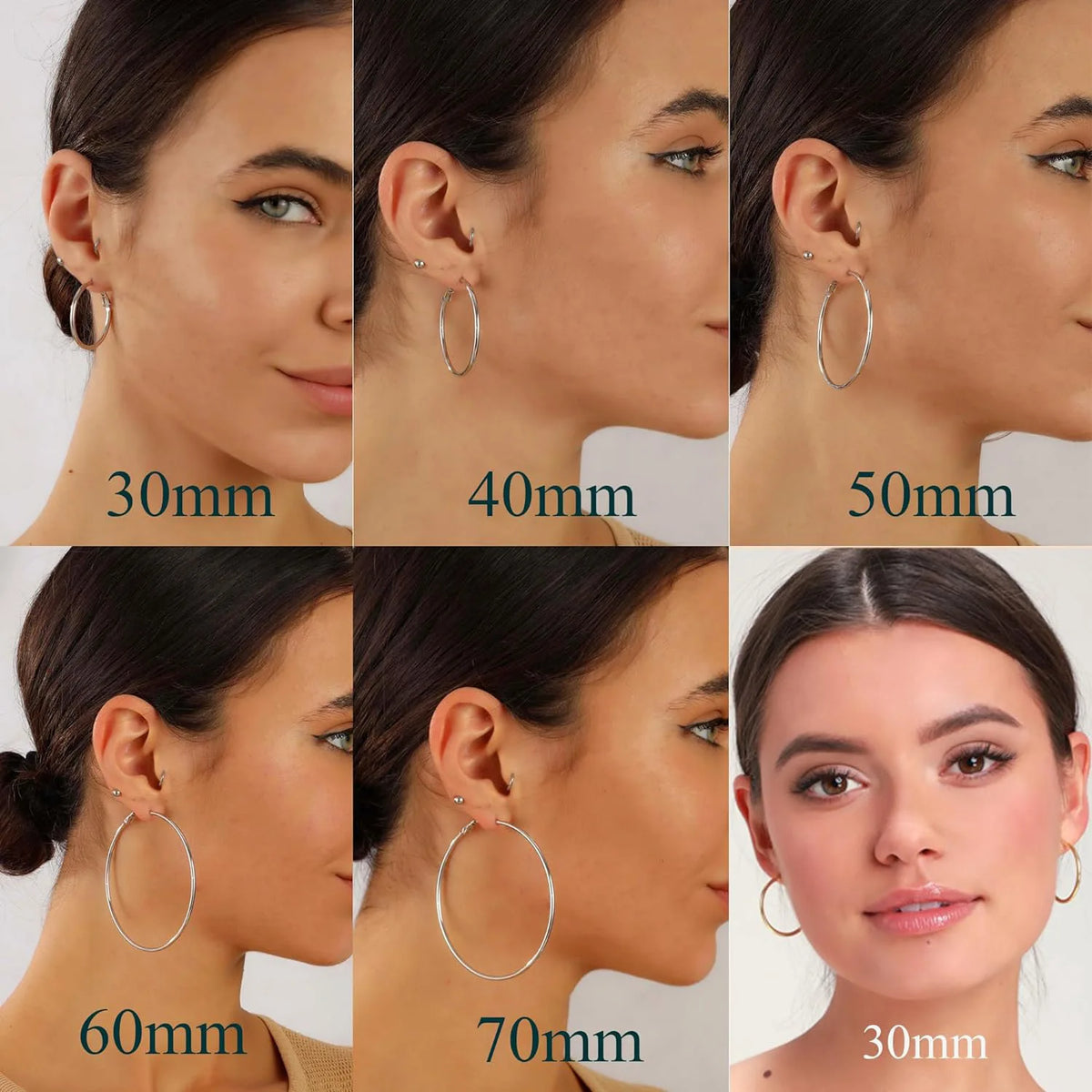 6pair /set Smooth Open Women Men Hoop Earrings Stainless Steel Ears Jewelry Accessories, Birthday Gifts. Party Gifts