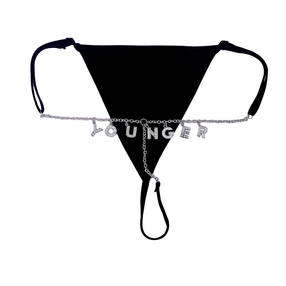 Customize Name Crystal Letters Waist Body Chain for Women Sexy Leopard Underwear Thong Body Jewelry Valentine's Day Gift