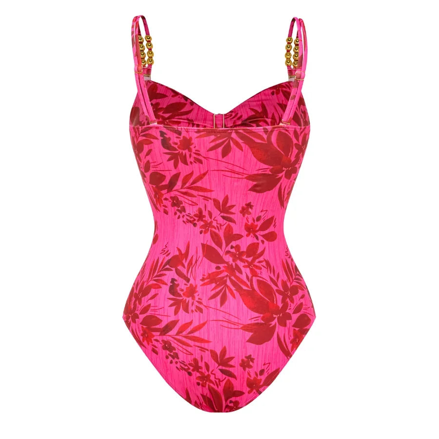 FLAXMAKER Retro Sling Belt Green One Piece Swimsuit and Skirt Swimwear Clearance Wholesale Beachwear Bathing Suit