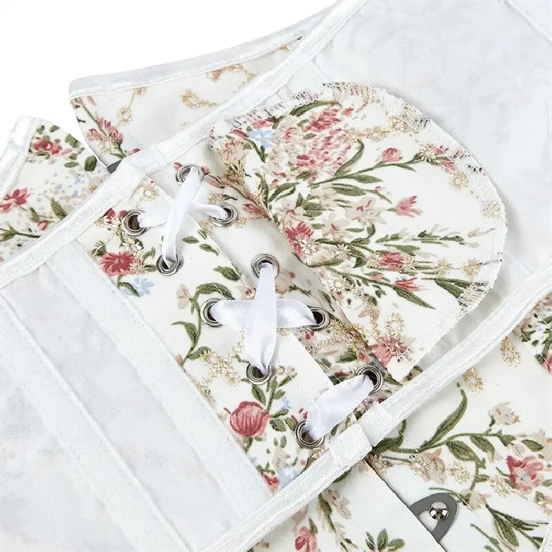 Underbust Corset Sexy Women's Underwear Waist Slimming Body Shaper Bustier Top Floral Lace-up Korsett Shapewear Corselet Belt