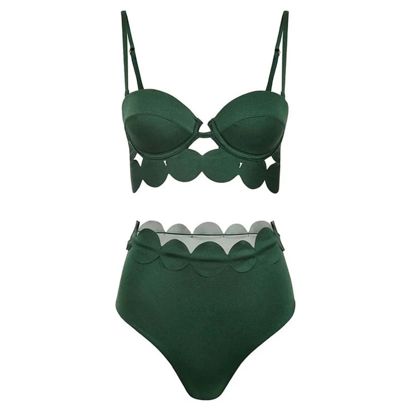 Summer Women Sexy Swimsuit Laser Cutting Circularity Bikini Set One Piece Swimwear Vacation Beachwear Luxury Bathing Suit