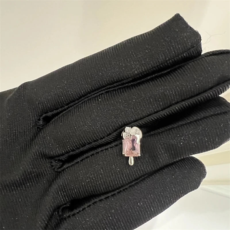 1PCS Cute Pink Zircon 316L Stainless Steel Ear Bone Nail New Fashion Y2K Punk Small Earring for Women Cochlea Jewelry Party Gift