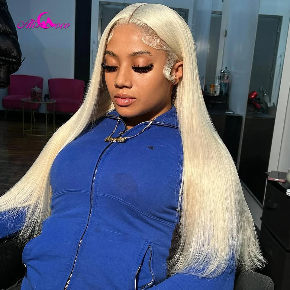13x6 Straight 613 Mint Green Lace Frontal Human Hair Wig 180 Density Brazilian Color 13x4 Lace Front Wigs For Women Pre Plucked