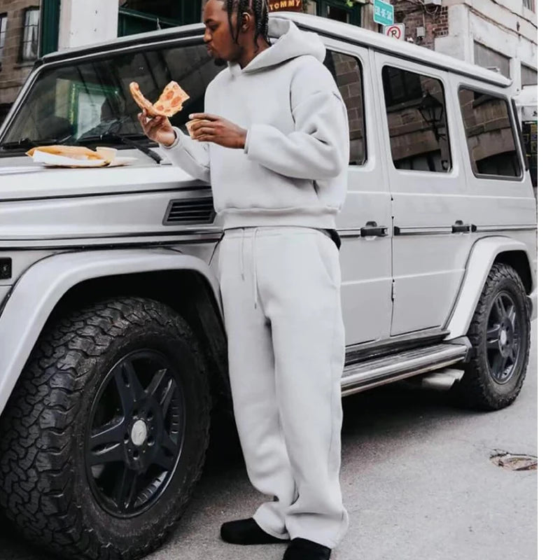 Male Autumn New sweatsuit Casual Solid Couple's Hooded Sweatshirt Loose Sweatpants Jogging Sweatshirt Trousers Outfits Suits 
