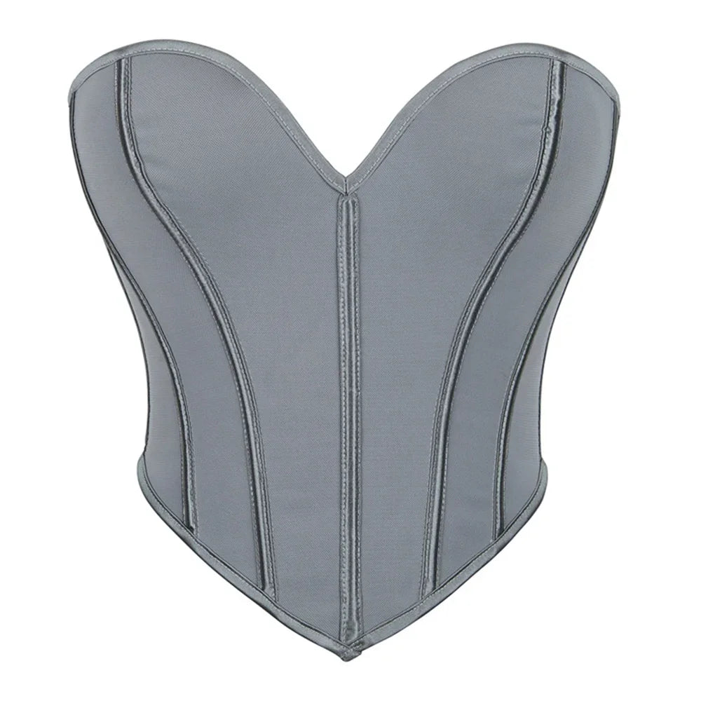 Sexy Women Overbust Corsets Crop Tops Golden Printed Bustiers Lace Up Body Shaper Lingerie Gothic Corselet