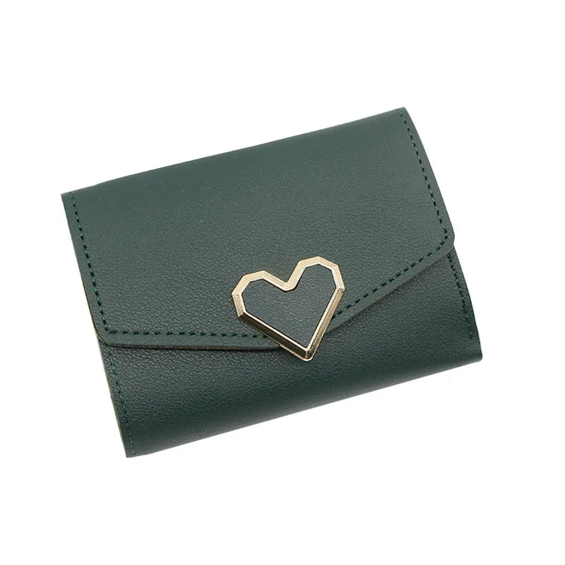 Korean version women wallet short heart-shaped three fold women's wallet multi card slot card bag zero wallet purses for women