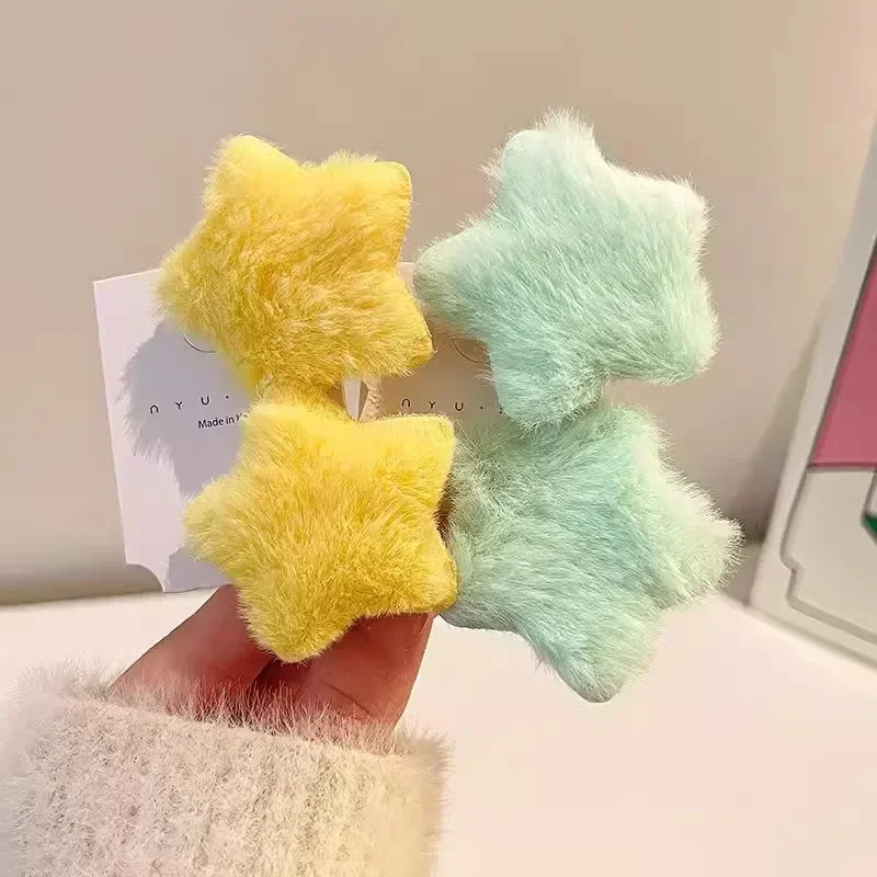 1/12pcs Plush Star Y2K Star Mini Star Hairpin Sweet Child Handmade Cute BB Pins Hairpin Headwear Hair Accessories Women Girls