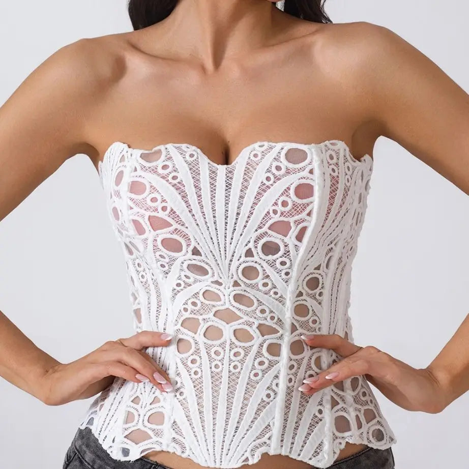 Lace double-layer corset palace style ins-inspired print body-shaping garment multi-colored sexy slim-fitting