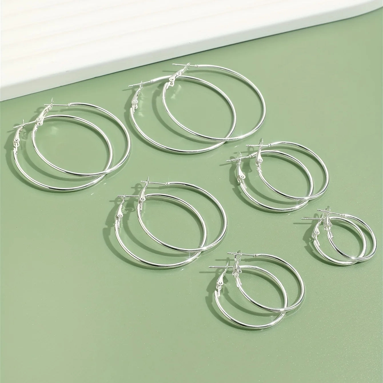 6pair /pack Smooth Open Women Men Hoop Earrings Stainless Steel Ears Jewelry Accessories, Birthday Gifts. Party Gifts