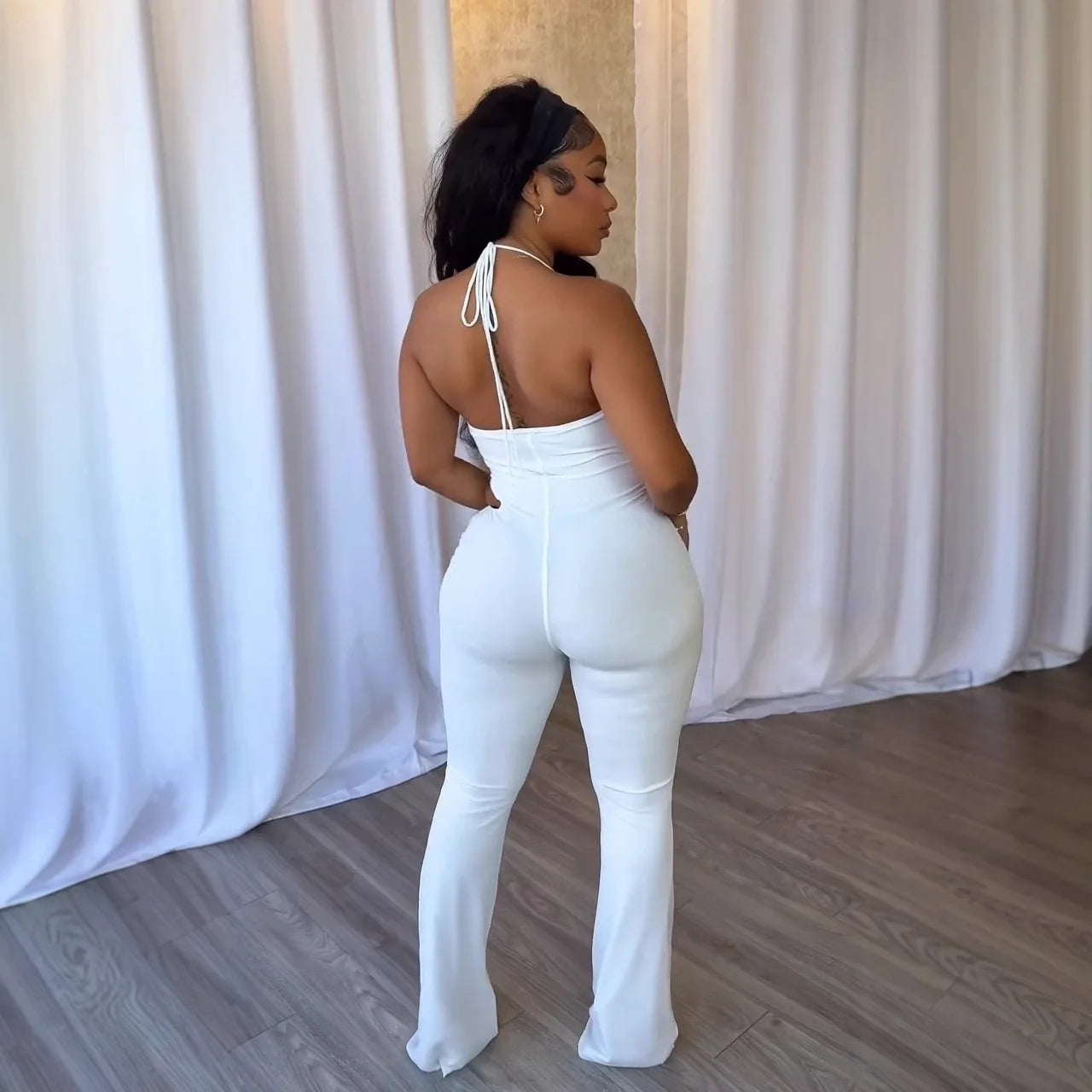 HLJ&GG Y2k Sexy Bodycon Jumpsuit for ladies Halter Sleeveless Backless Hollow Out Rompers, Streetwear Overalls 2025 Summer