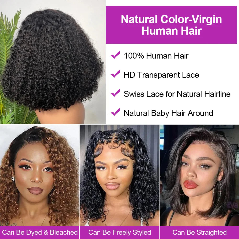 Wear Go 13x4 13x6 Water Wave Bob Lace Wig For Women Curly 7x5 Glueless Human Hair Wig Ready To Go Human Hair Wigs Pre Cut 250%