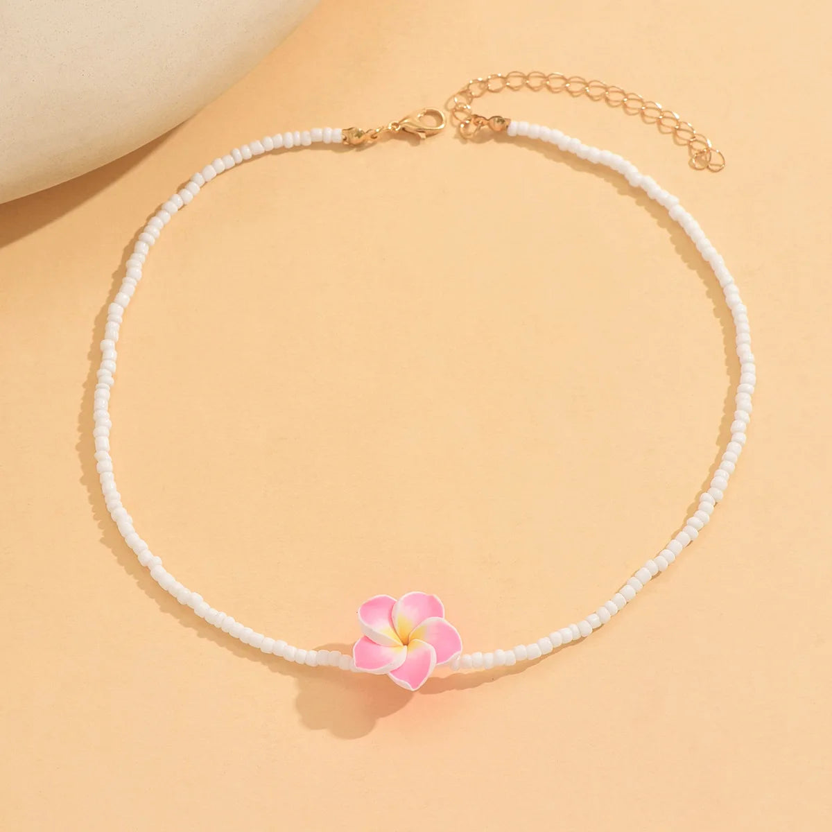 Boho Y2K Polymer Clay Flower Charm Necklace For Women Handmade Beaded Choker Necklace Girls Summer Jewelry Vacation Accessories