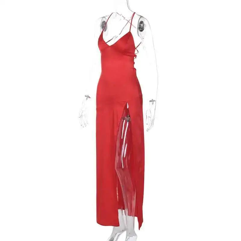 Townlike Elegant Maxi Long Slim Bodycon Dress Women Spaghetti Strap 2024 Sping Summer Dress Split Nightclub Sexy Party Dresses