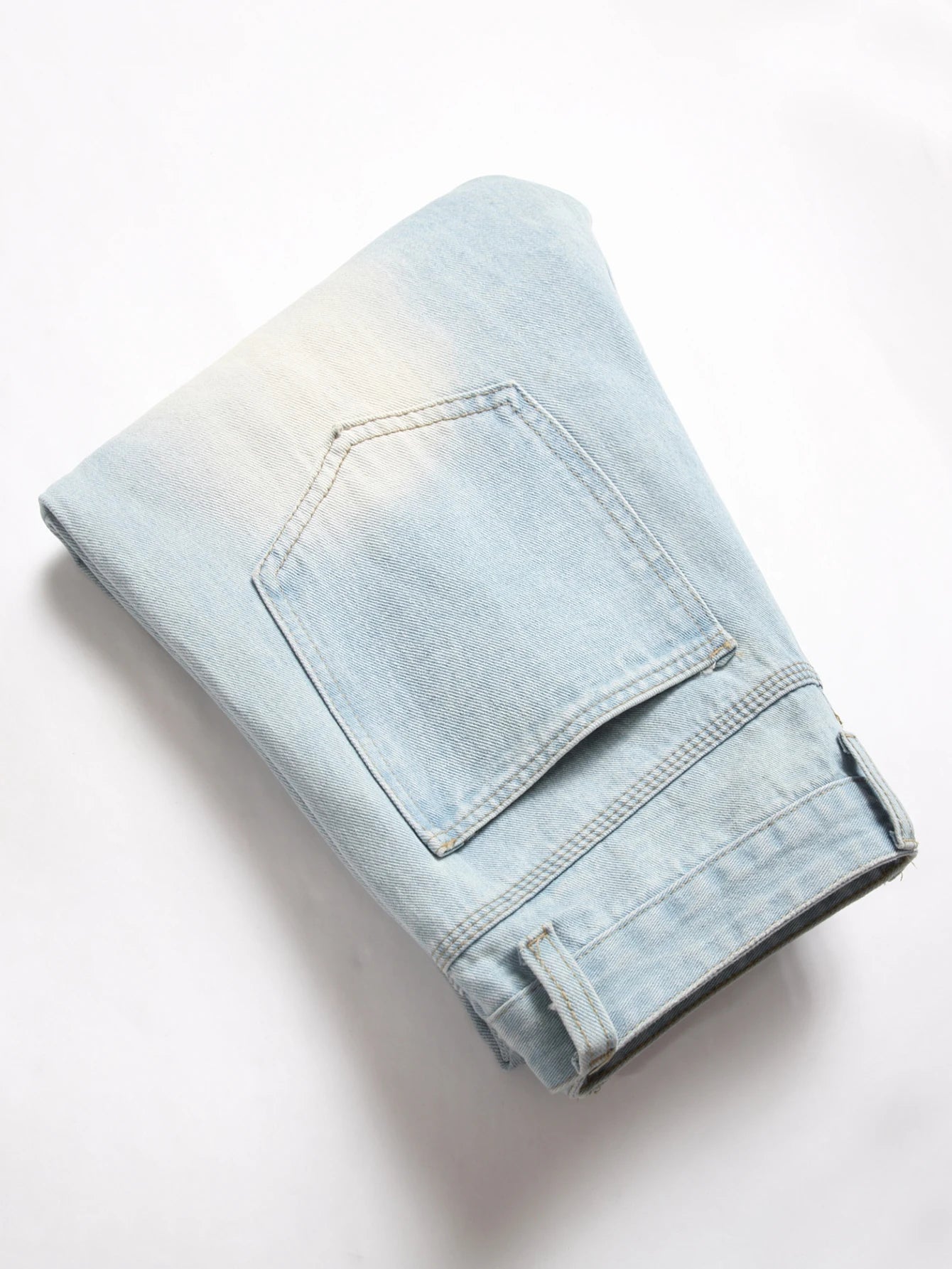Vintage Light Blue Jeans Straight Loose Fit Distressed Cat Whisker Denim Pants Casual Streetwear High Quality Stretch 28-4, men's jeans