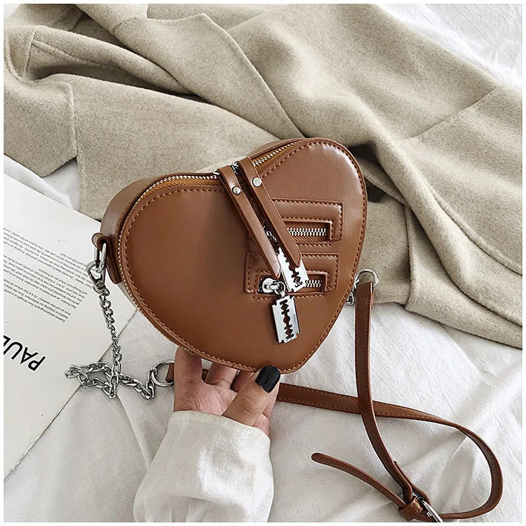 Gothic Heart Blade Zipper Chain Crossbody Bags for Women Girl Casual Shoulder Purses Handbags Techwear Summer Wallet Goth