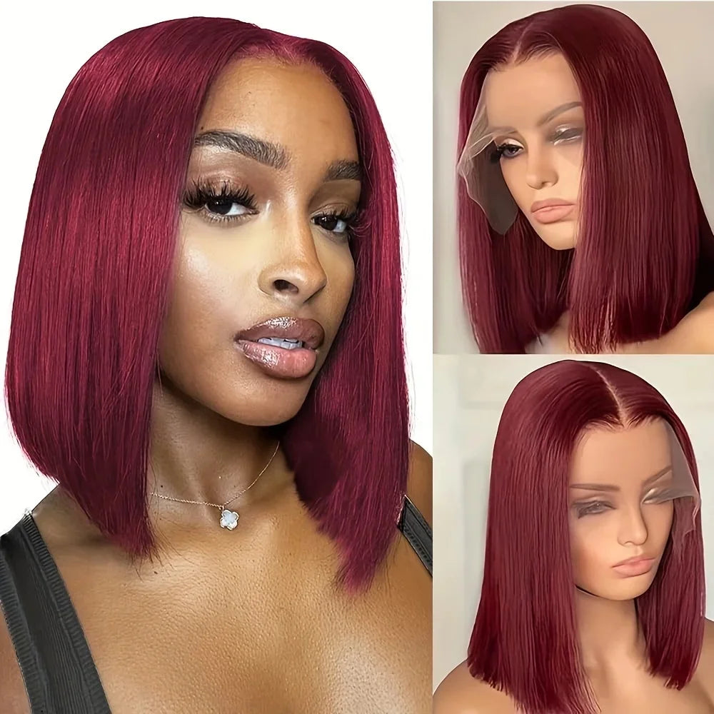 Purple Bob Wig 13x4 Lace Front Wigs Human Hair Short Bob Transparent Lace Pre Plucked Hairline