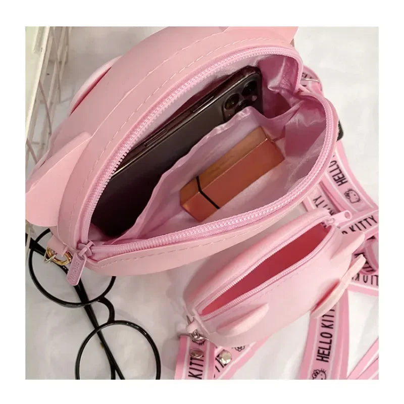 Bags for Women Hello Kitty Crossbody Bag for Girls Pink White Cute Bow Kawaii Bag Small 3D Shoulder Bag Bolsas Para Mujeres