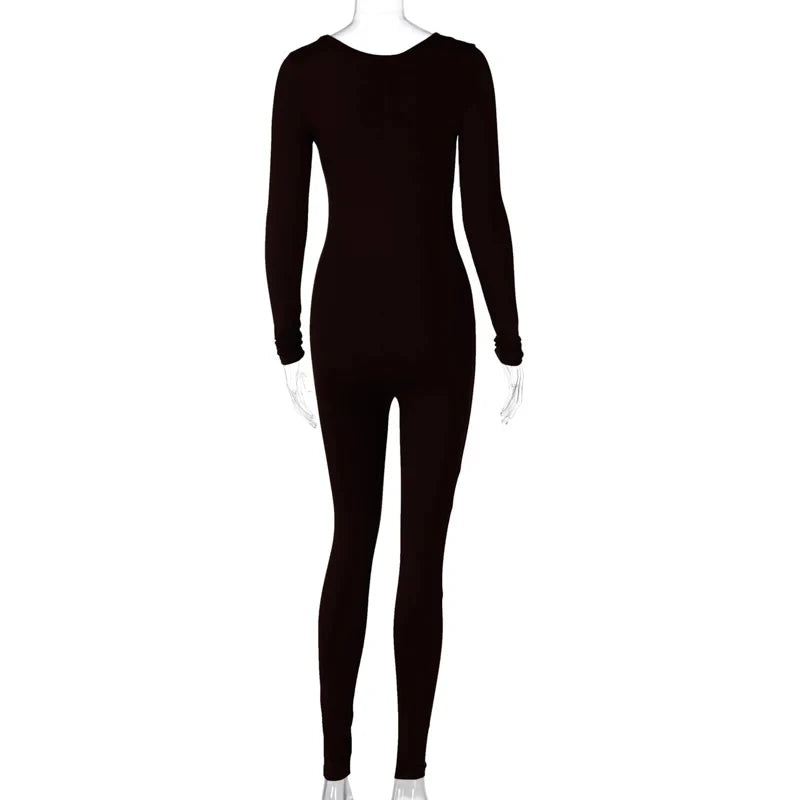 Dulzura Women 2024 Autumn Winter Long Sleeve Bodycon Streetwear Jumpsuit Overall One Piece Outfit Wholesale Items for Business