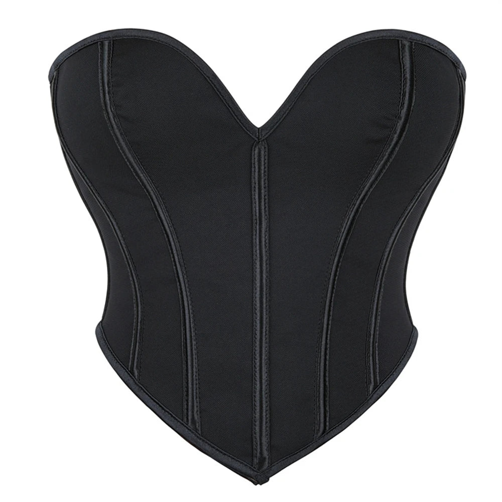 Sexy Women Overbust Corsets Crop Tops Golden Printed Bustiers Lace Up Body Shaper Lingerie Gothic Corselet