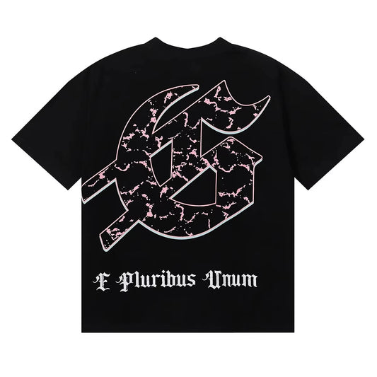 2025 Summer Godspeed Technology Gaze Skull Print High Quality Double Cotton Casual Short Sleeve T-shirt for Men and Women