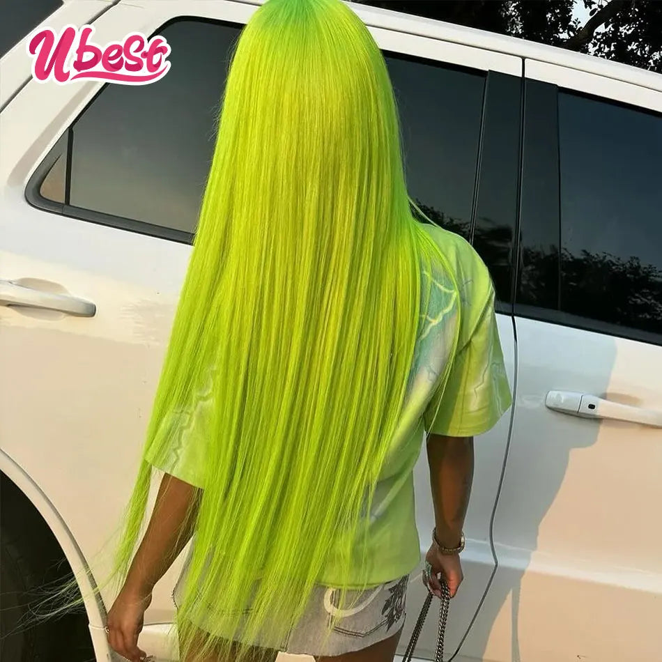 13x6 Green 613 Colored Straight Lace Front Human Hair Wigs 180% Density Brazilian Hair Transparen Lace Frontal Wigs For Women