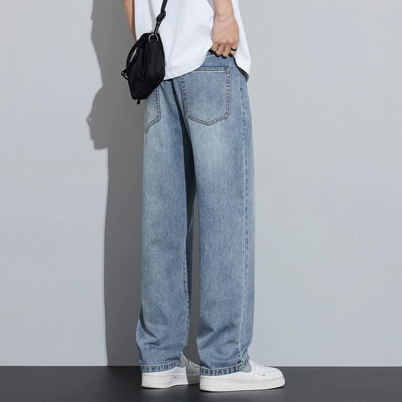2025 Spring/Summer New Men's Lyocell Loose Jeans Summer Thin Breathable Straight denim Retro Business Casual Fashion Korean M