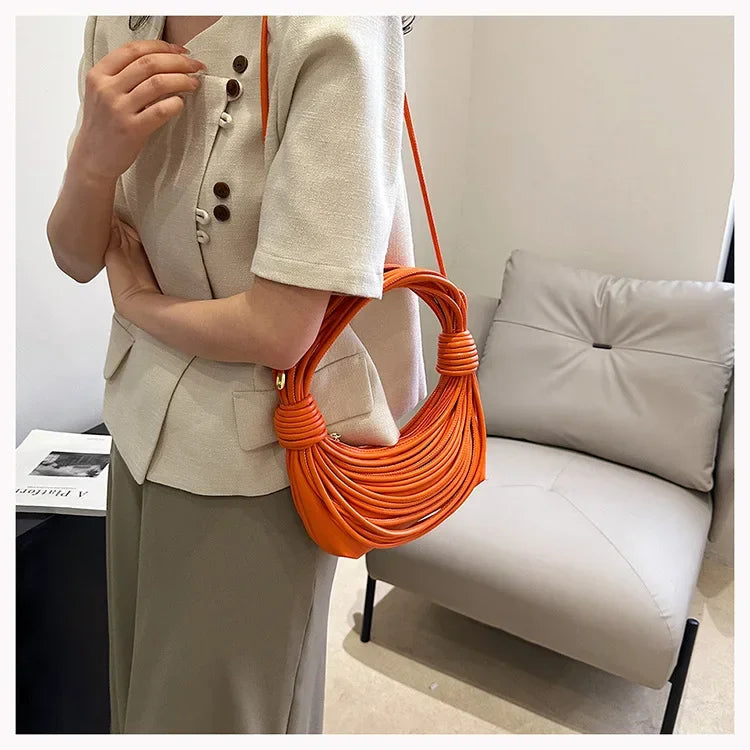 2025 Trendy! Women's Multicolored Woven Knot Handbag - Stylish Crossbody/Top Handle Bag | High-End Texture for Streetwear