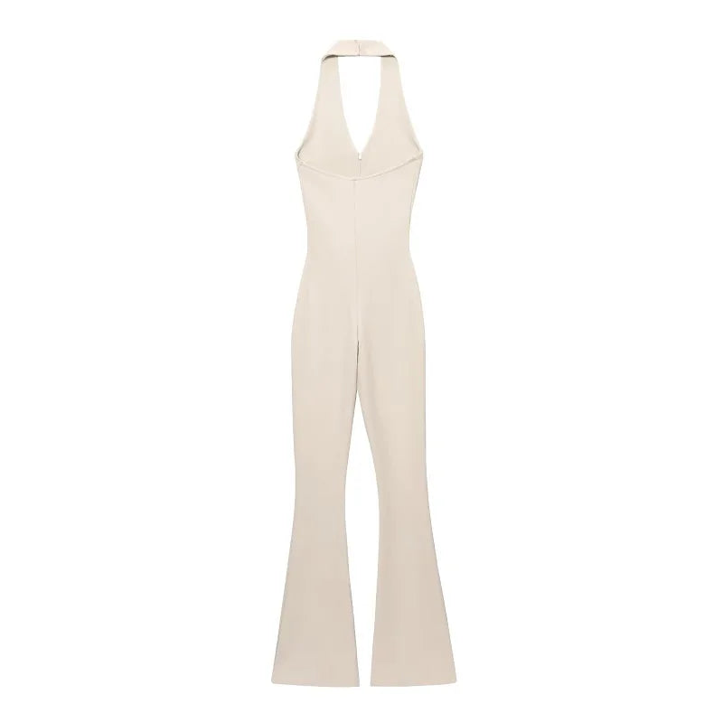 MUJER 2025 Long Jumpsuit Flared Fitness Jumpsuits for ladies Black Summer Jumpsuit Sexy Sleeveless Backless Overalls