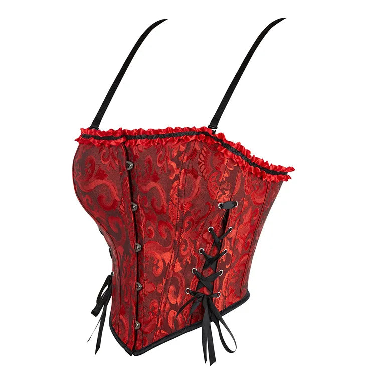 Women Corset Crop Top Overbust Sexy Lace Up Bustier Slimming Body Shaper Short Torso Corselet Vest Black White Red