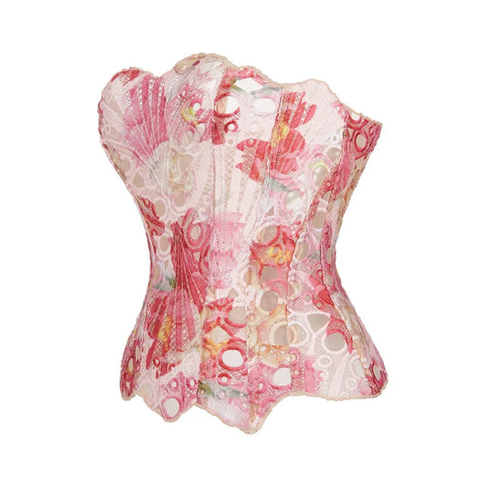 Vintage Underbust Corset Top Women Lace Double Layered Fitting Boned Sexy Bustiers Floral Lingerie Holiday Party Club Costume