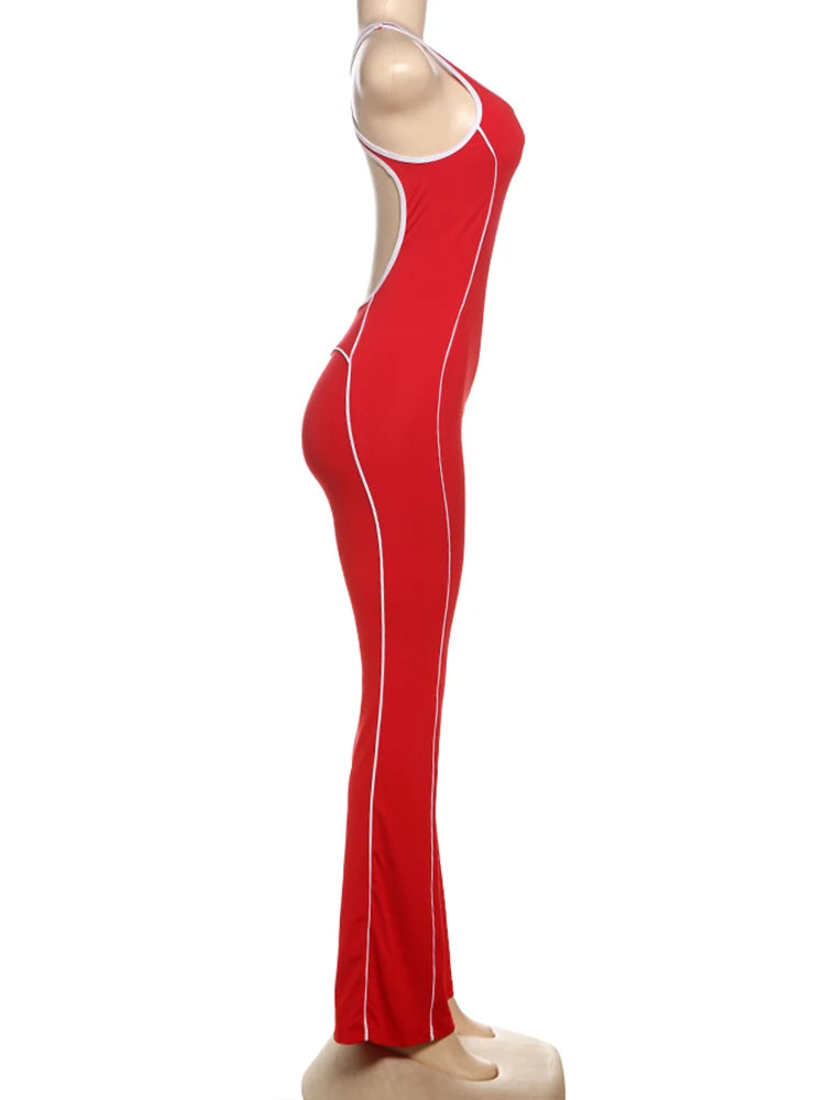 Weird Puss Sporty, lady's Jumpsuits Fitness Casual Summer O-neck Sleeveless Skinny Overalls Active Workou Overall