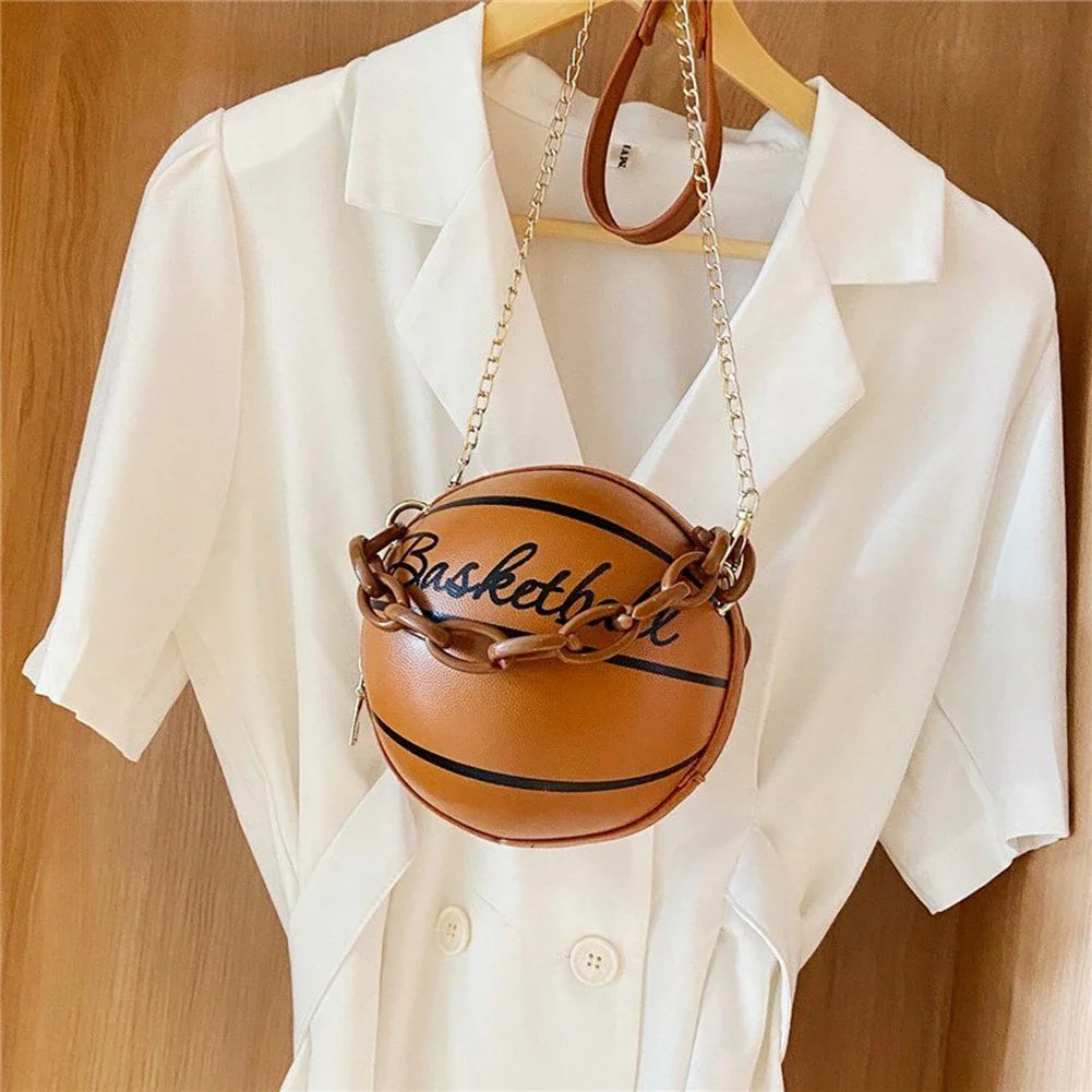 Fashion Chic Women Ball Handbag Round Basketball Football Shape Party bag Faux Leather Crossbody Girls Coin Purse Shoulder Bag