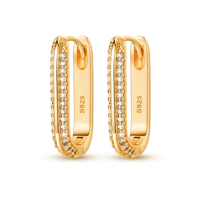 Fashion Gold ladies Hoop Earring 925 Sterling Silver Sparkling Zircon Round Ear Stud Earrings Fine Jewelry Lover Anniversary Gift