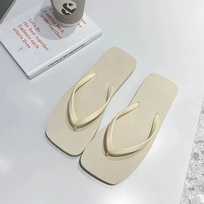 Solid Color Non-slip Leisure Couple Slippers Women Summer Beach Slippers Outdoor Women Flip Flops Breathable Beach sandals women