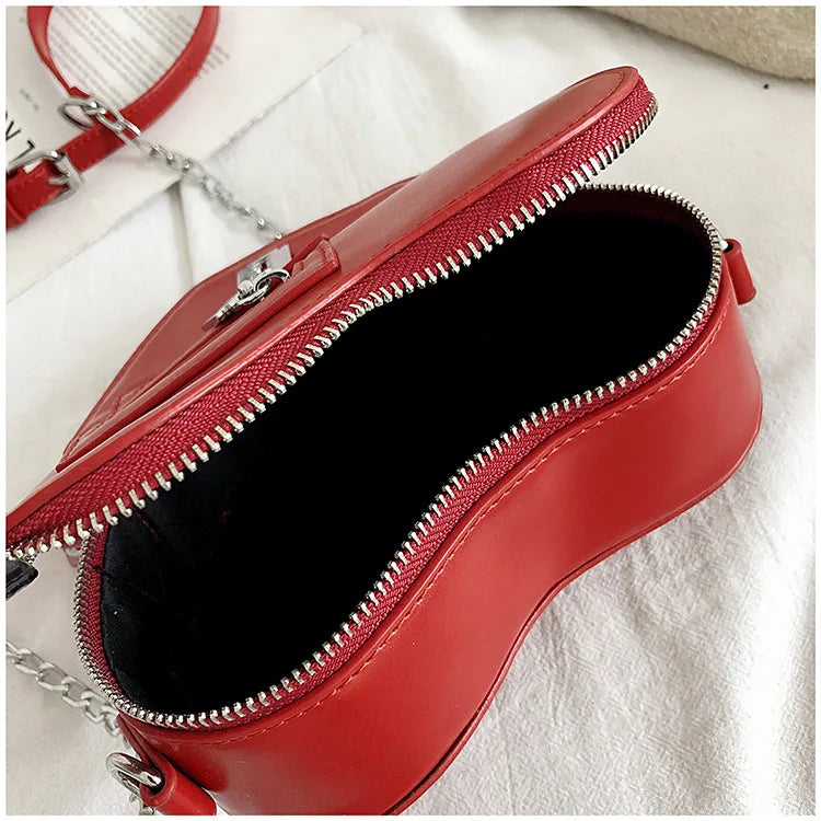 Gothic Heart Blade Zipper Chain Crossbody Bags for Women Girl Casual Shoulder Purses Handbags Techwear Summer Wallet Goth
