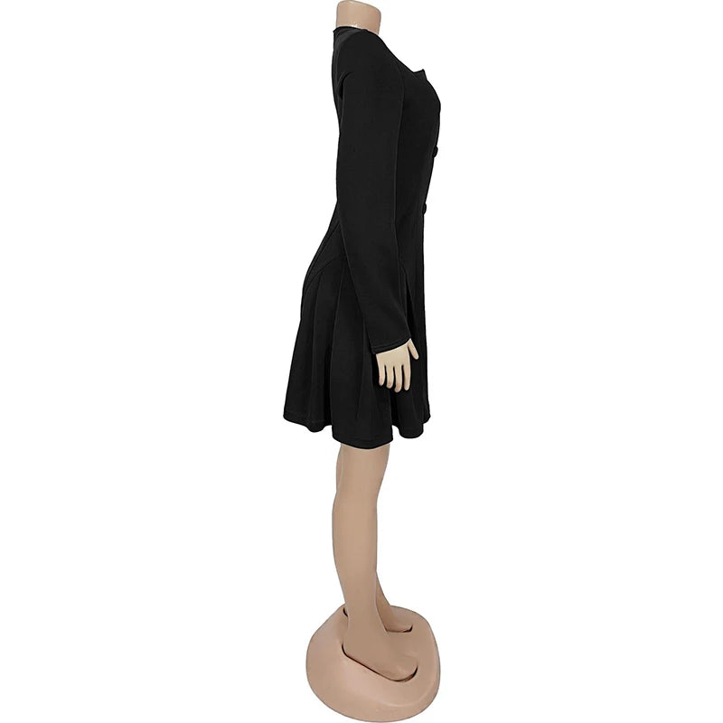 Kricesseen Elegant Pink Button Details Pleated Blazer Dress For Women Chic Ruched Long Sleeve Bodycon Office Work Dress Vestidos