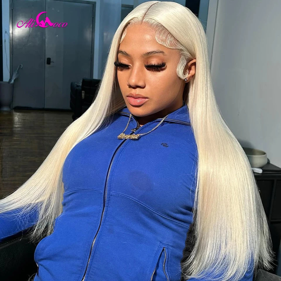 13x6 Straight 613 Mint Green Lace Frontal Human Hair Wig 180 Density Brazilian Color 13x4 Lace Front Wigs For Women Pre Plucked