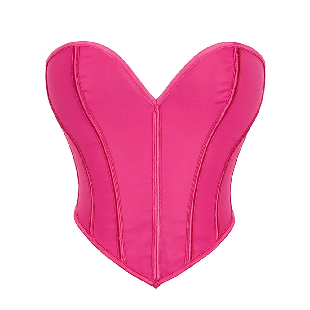 Sexy Women Overbust Corsets Crop Tops Golden Printed Bustiers Lace Up Body Shaper Lingerie Gothic Corselet