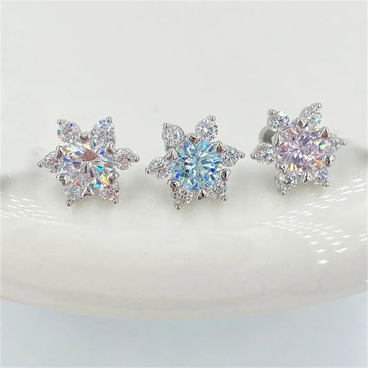 1 PCS New Fashion Cute Pink Zircon Crystal Ear Bone Nail 316L Medical Titanium Steel Earrings for Women Y2K Punk Jewelry