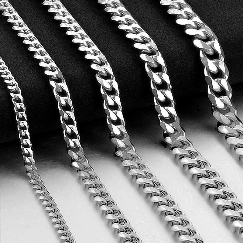 3MM-13MM 316L Stainless Steel Cuban Link Chain Necklace For Men Women Neck Choker Fashion Jewelry Accessories