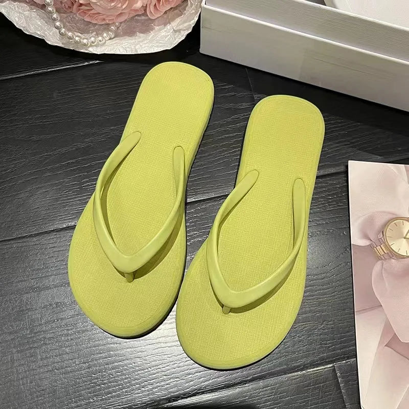 Solid Color Non-slip Leisure Couple Slippers Women Summer Beach Slippers Outdoor Women Flip Flops Breathable Beach sandals women