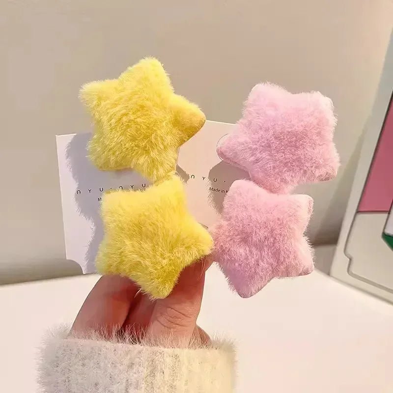 1/12pcs Plush Star Y2K Star Mini Star Hairpin Sweet Child Handmade Cute BB Pins Hairpin Headwear Hair Accessories Women Girls