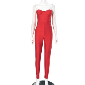STYLISH LADY Strapless Backless Padded Jumpsuits 2025 Summer Solid Color Sexy Night Club Bodycon One Piece Overalls Streetwear