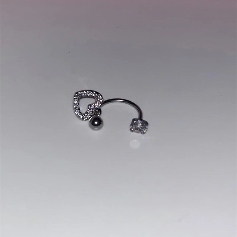 U-shaped Rhinestone 316L Stainless Steel Ring Ear Bone Nail for Women Love Hreat Butterfly Earrings Y2K Hottie Jewelry